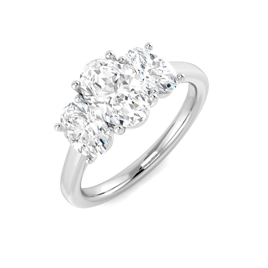Three Stone Lab-Grown Diamond Ring 1.99ct–2.12ct – SR7201 – 18k White Gold