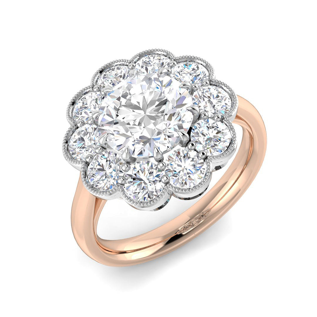 Cluster Lab-Grown Diamond Ring 1.78ct–3.23ct – SR5029 – 18k Rose Gold