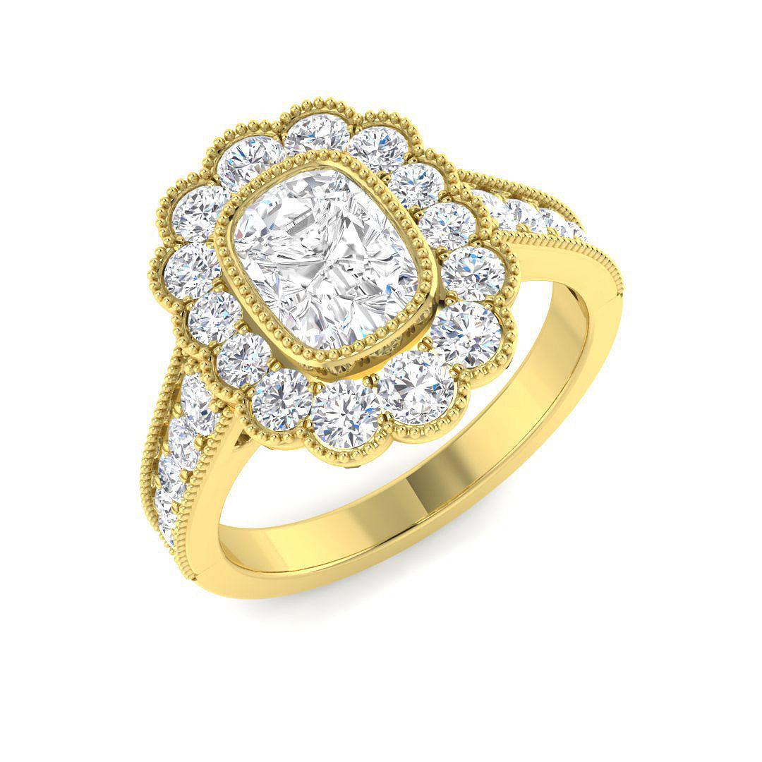 Vintage Lab-Grown Diamond Ring 1.8ct–3.4ct – SR7330 – 18k Yellow Gold