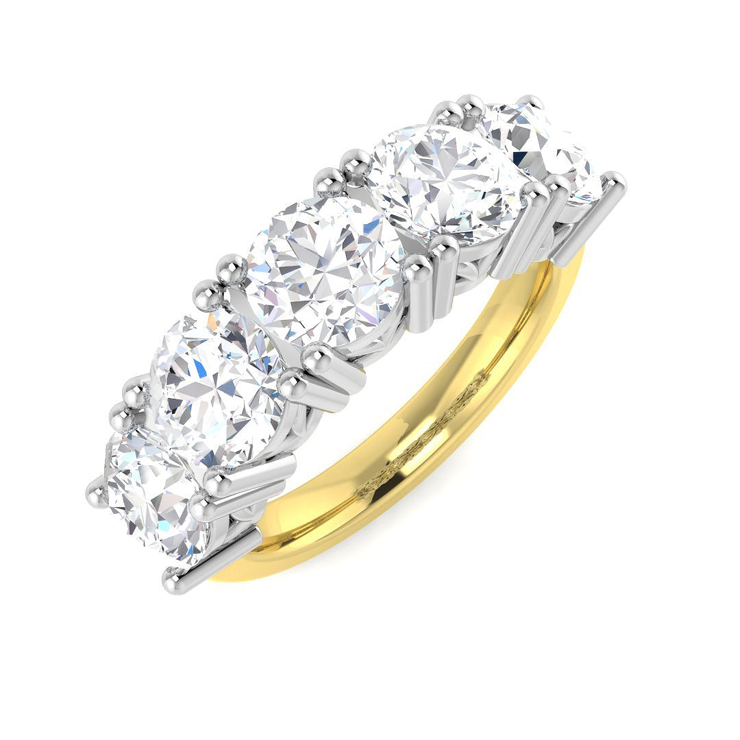 Five Stone Lab-Grown Diamond Ring 3.68ct – SR5618 – 18k Yellow Gold