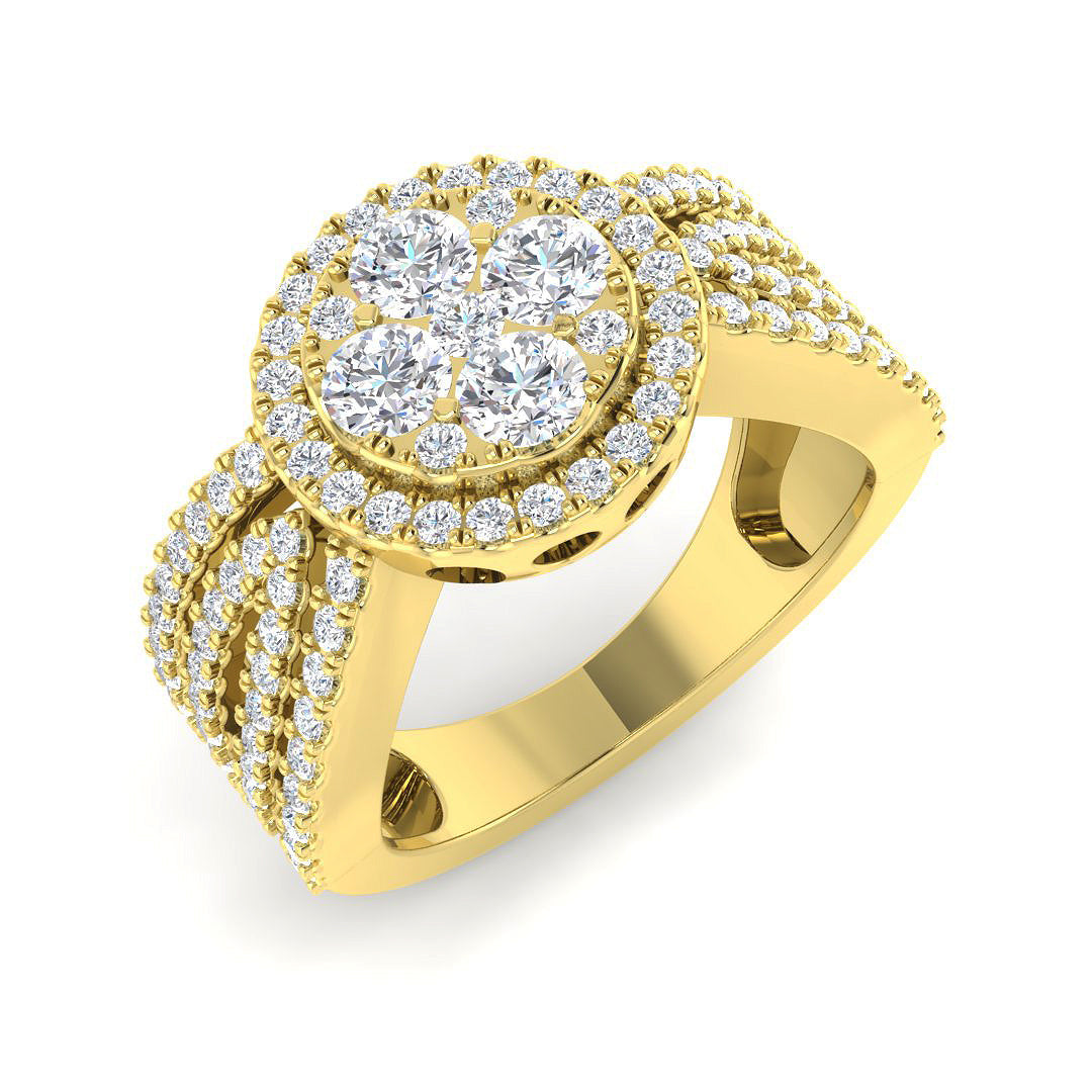 Cluster Diamond Ring 1.23ct – SR6351 – 18k Yellow Gold