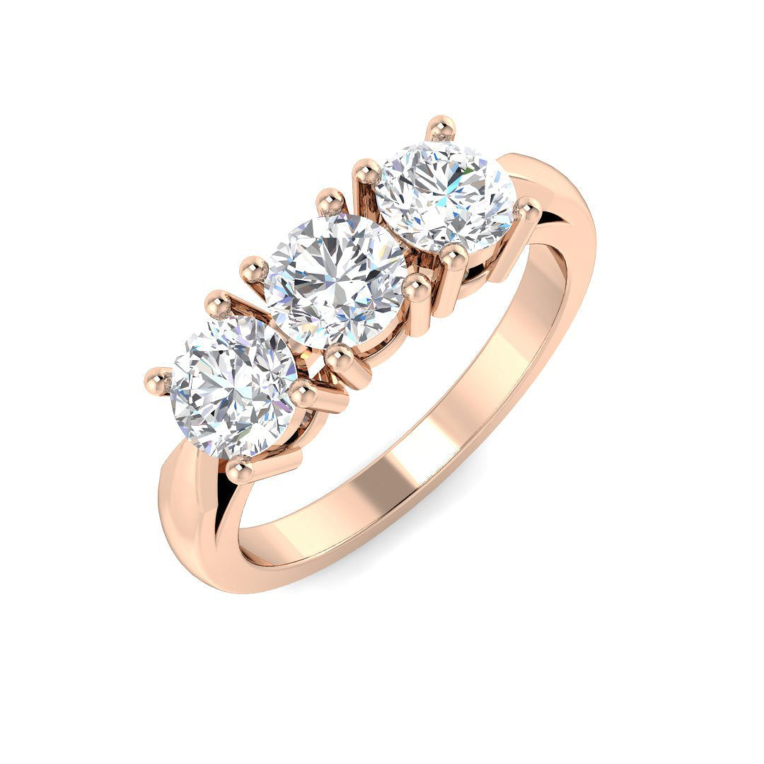 Three Stone Diamond Ring 0.57ct–3.21ct – SR4262 – 18k Rose Gold