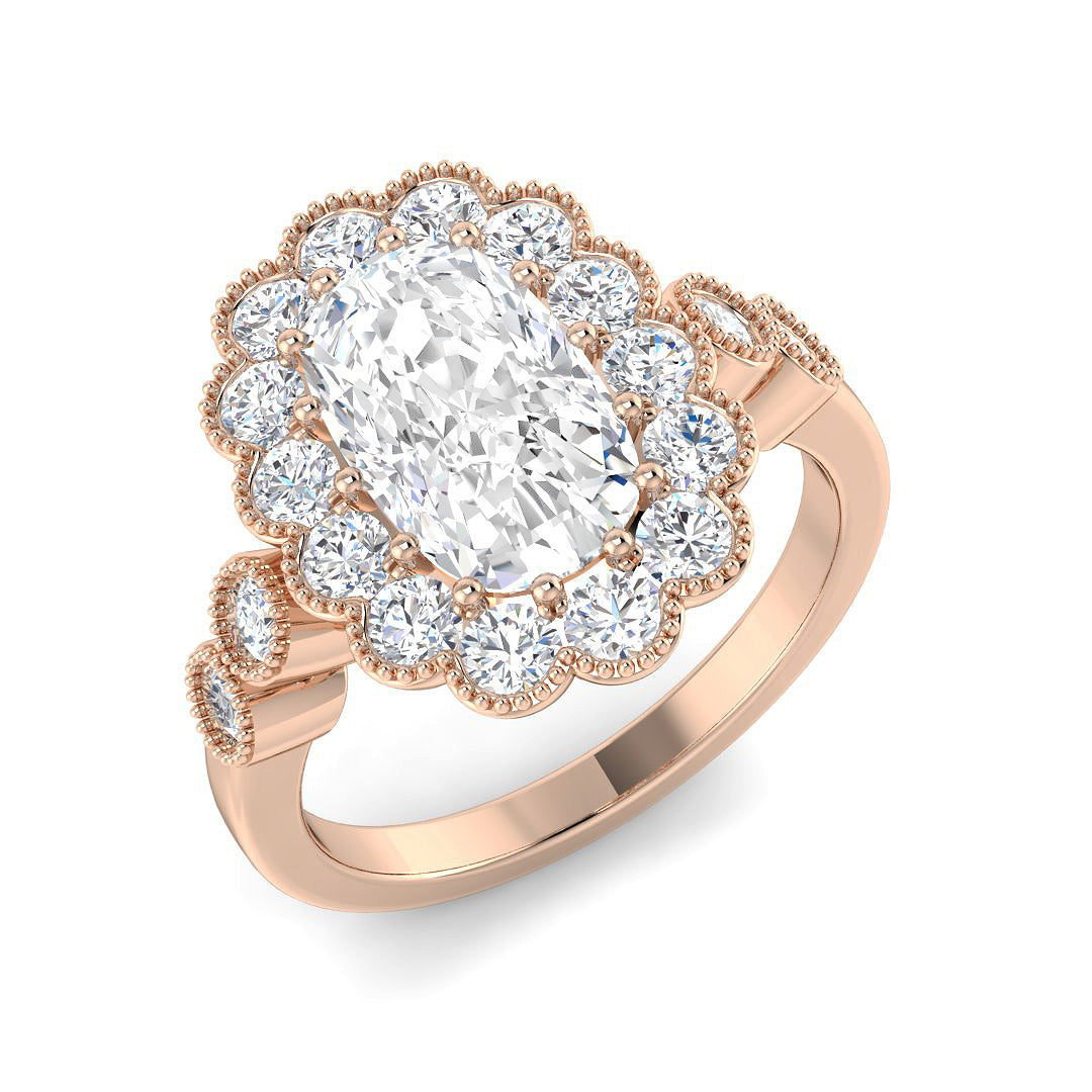 Vintage Lab-Grown Diamond Ring 1.46ct–4.42ct – SR7522 – 18k Rose Gold
