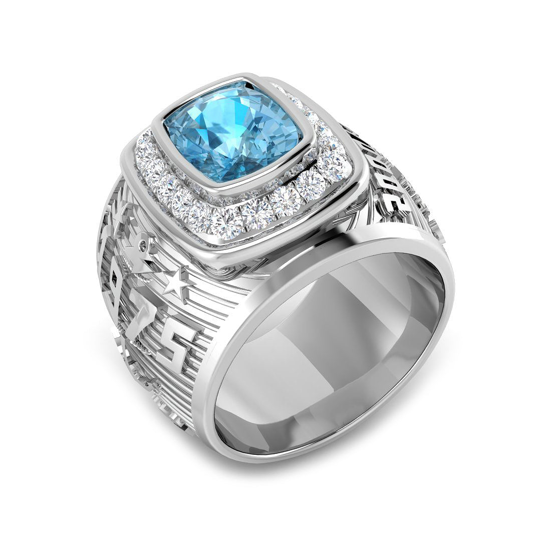 Blue Topaz Diamond Ring 4.0ct – SR5913 – 18k White Gold