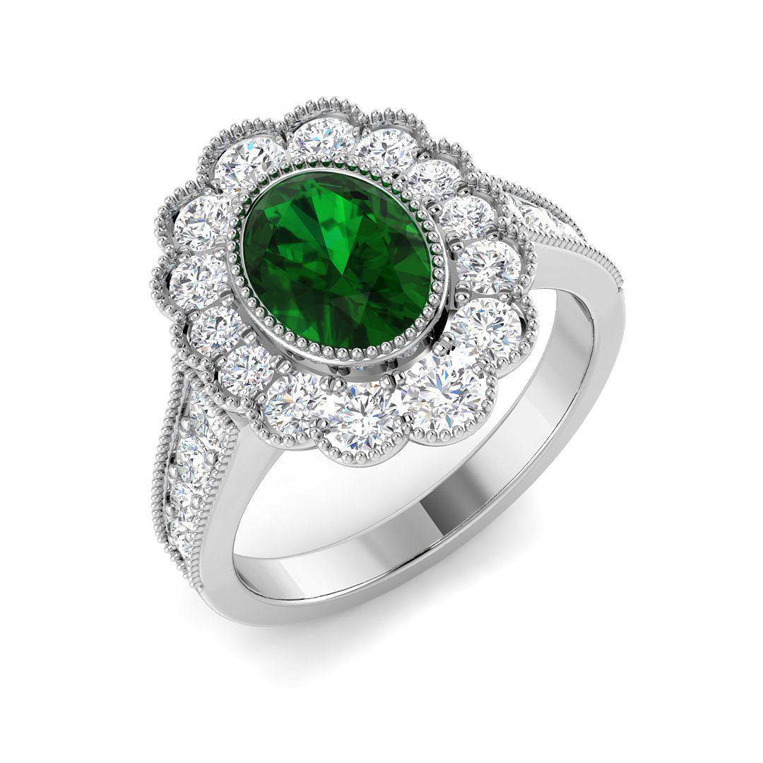 Vintage Lab-Grown Diamond Ring 1.34ct–3.06ct – SR7469~COEM – 18k White Gold