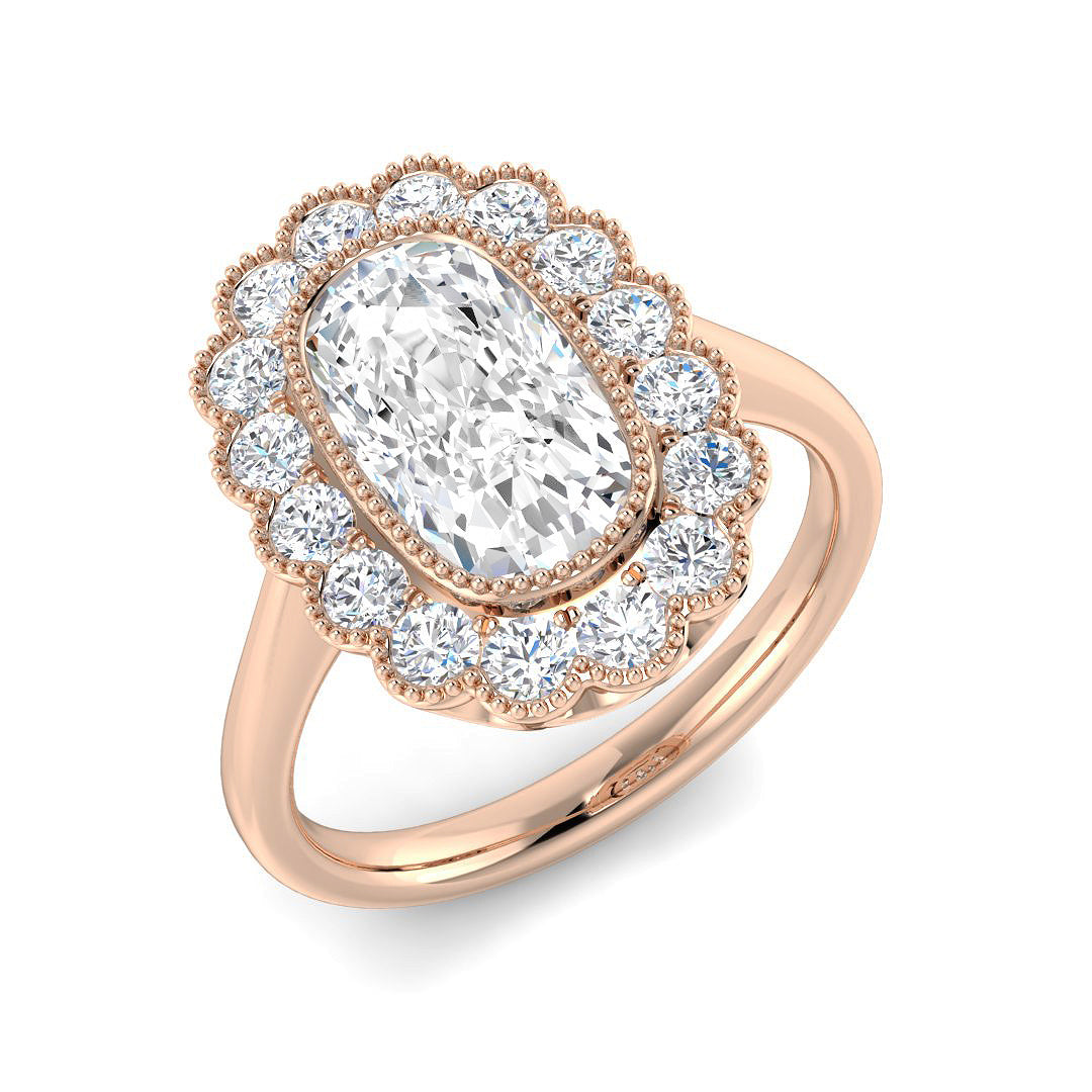 Vintage Lab-Grown Diamond Ring 1.36ct–4.03ct – SR7523 – 18k Rose Gold