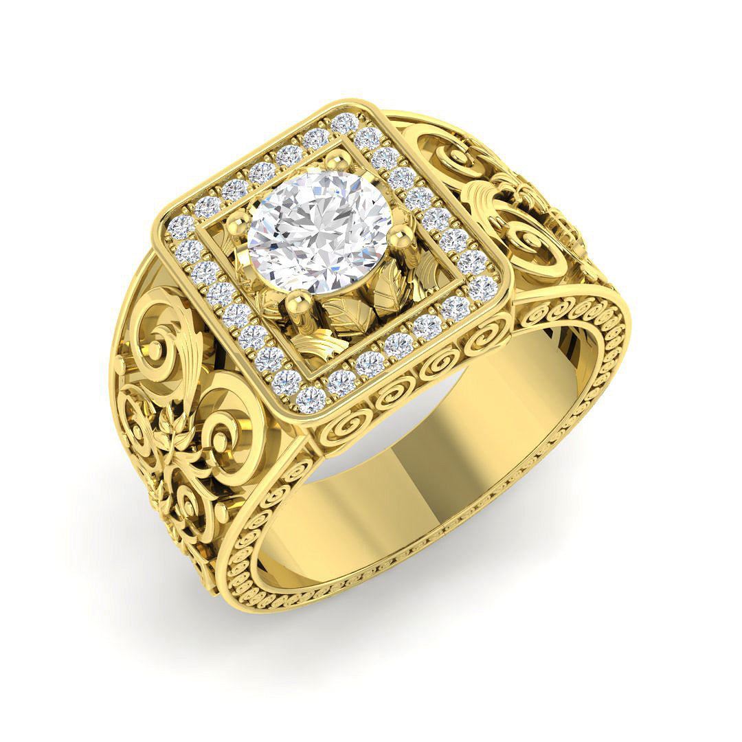 Signet Lab-Grown Diamond Ring 1.3ct–1.32ct – SR5609 – 18k Yellow Gold
