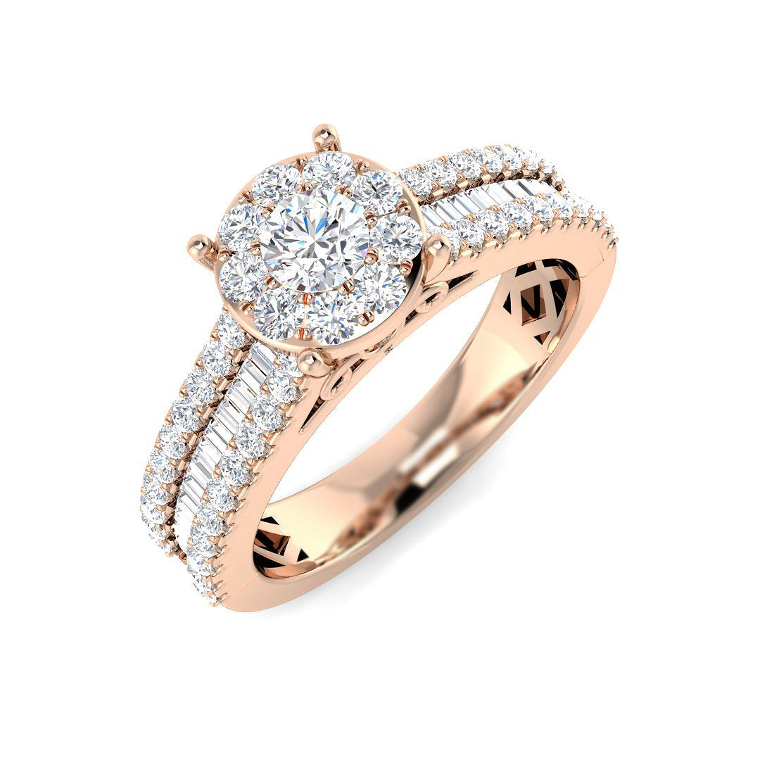 Baguette & Brilliant Diamond Ring 0.79ct–3.19ct – SR15 – 18k Rose Gold