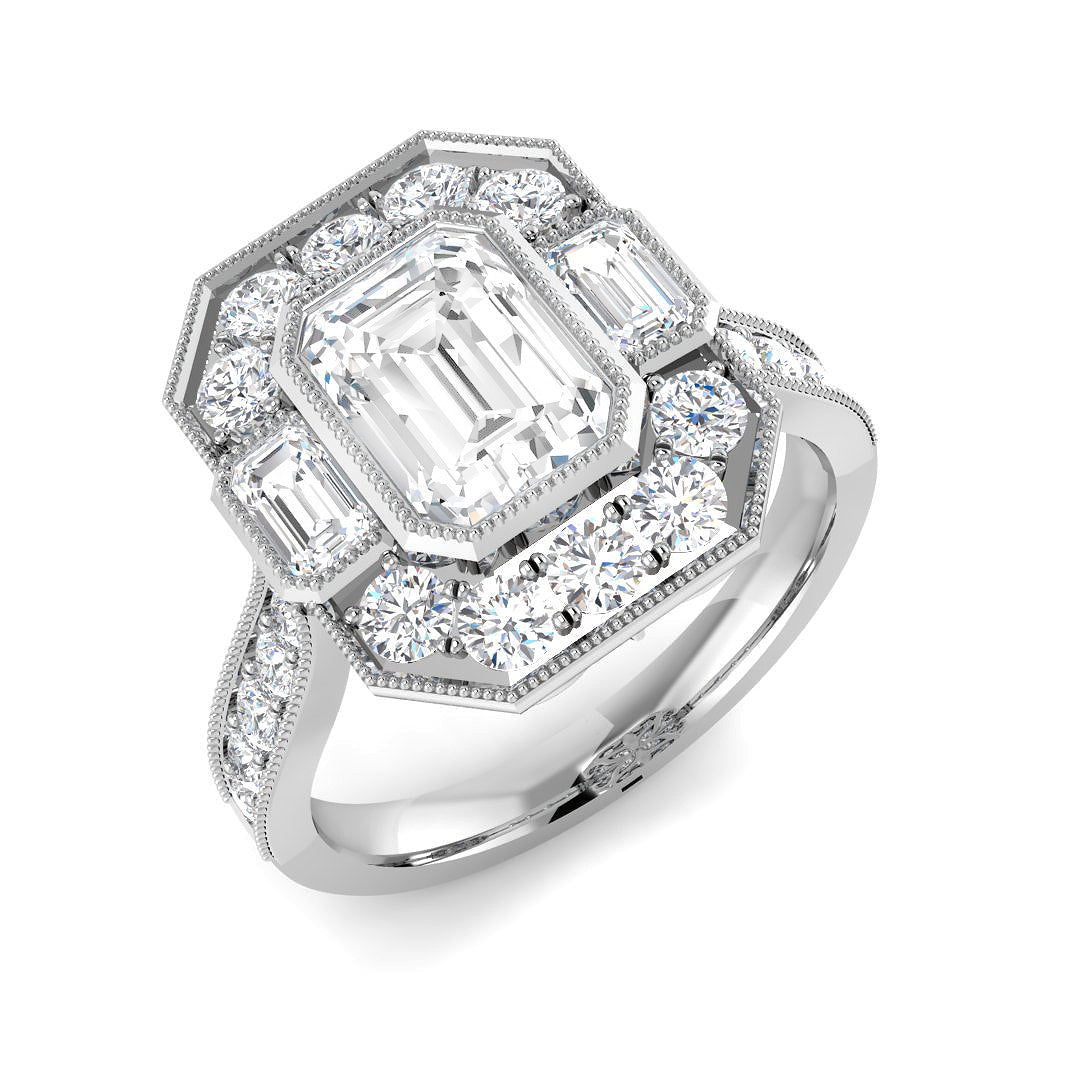 Three Stone Lab-Grown Diamond Ring 1.36ct–2.62ct – SR7014 – 18k White Gold