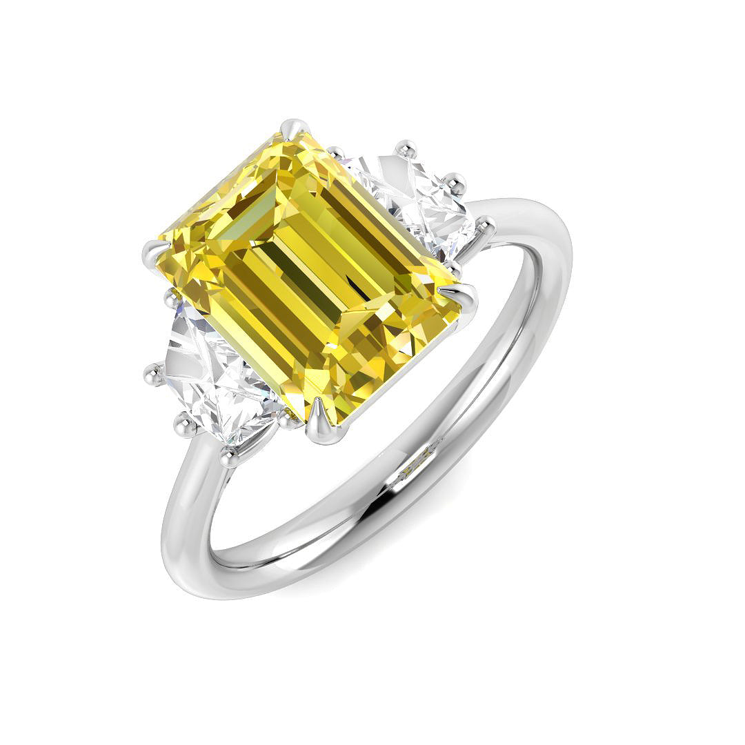 Three Stone Lab-Grown Diamond Ring 2.71ct–4.38ct – SR6948~LGYD – 18k White Gold