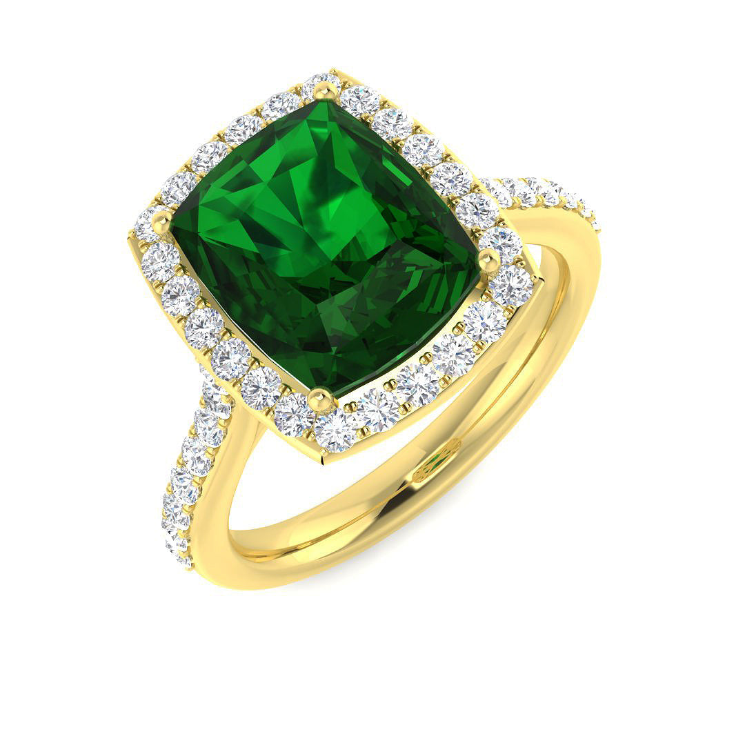 Emerald Diamond Ring 1.7ct–4.36ct – SR490~EM – 18k Yellow Gold