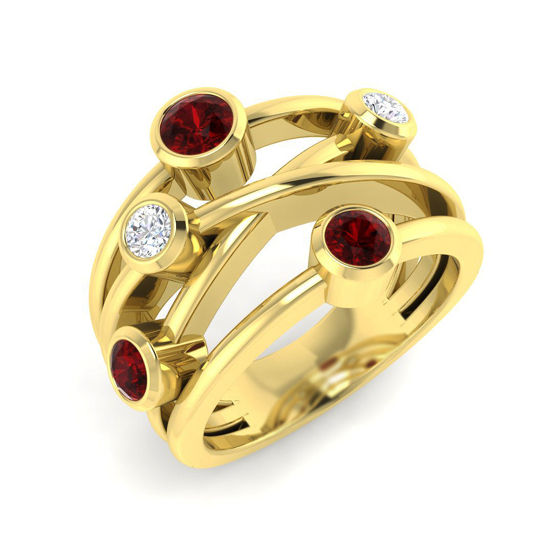 Bubble Diamond Ring 0.73ct – SR2170~RY – 18k Yellow Gold