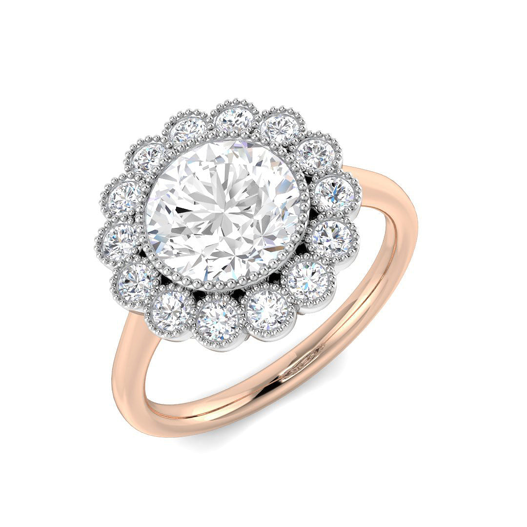 Vintage Lab-Grown Diamond Ring 1.34ct–3.8ct – SR7351 – 18k Rose Gold