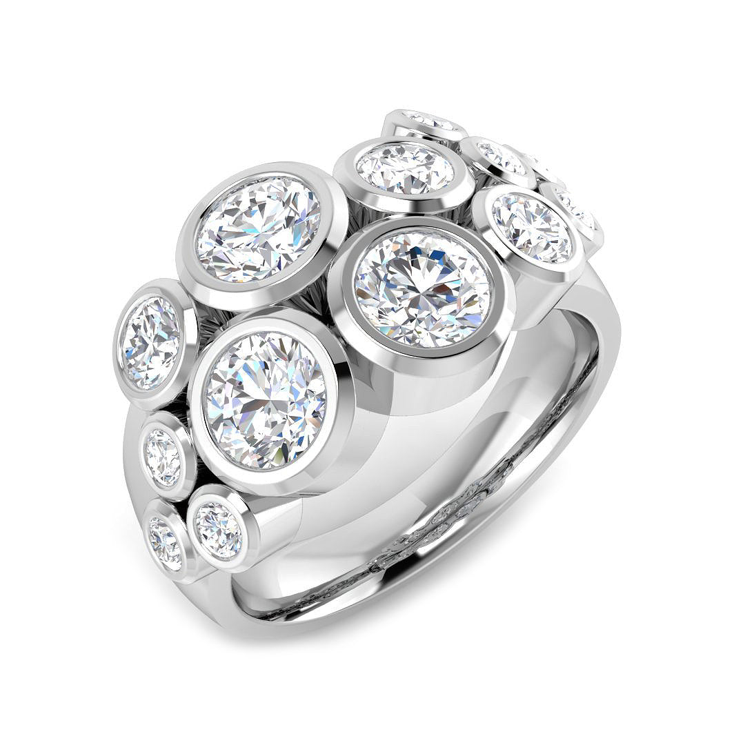Bubble Diamond Ring 0.8ct–2.52ct – SR814 – 18k White Gold