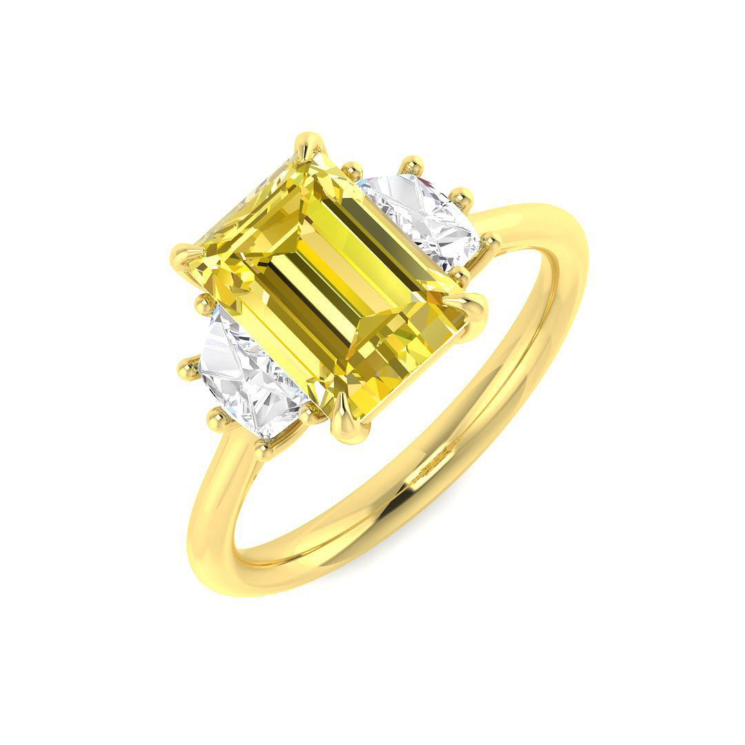 Three Stone Lab-Grown Diamond Ring 2.71ct–4.38ct – SR6948~LGYD – 18k Yellow Gold
