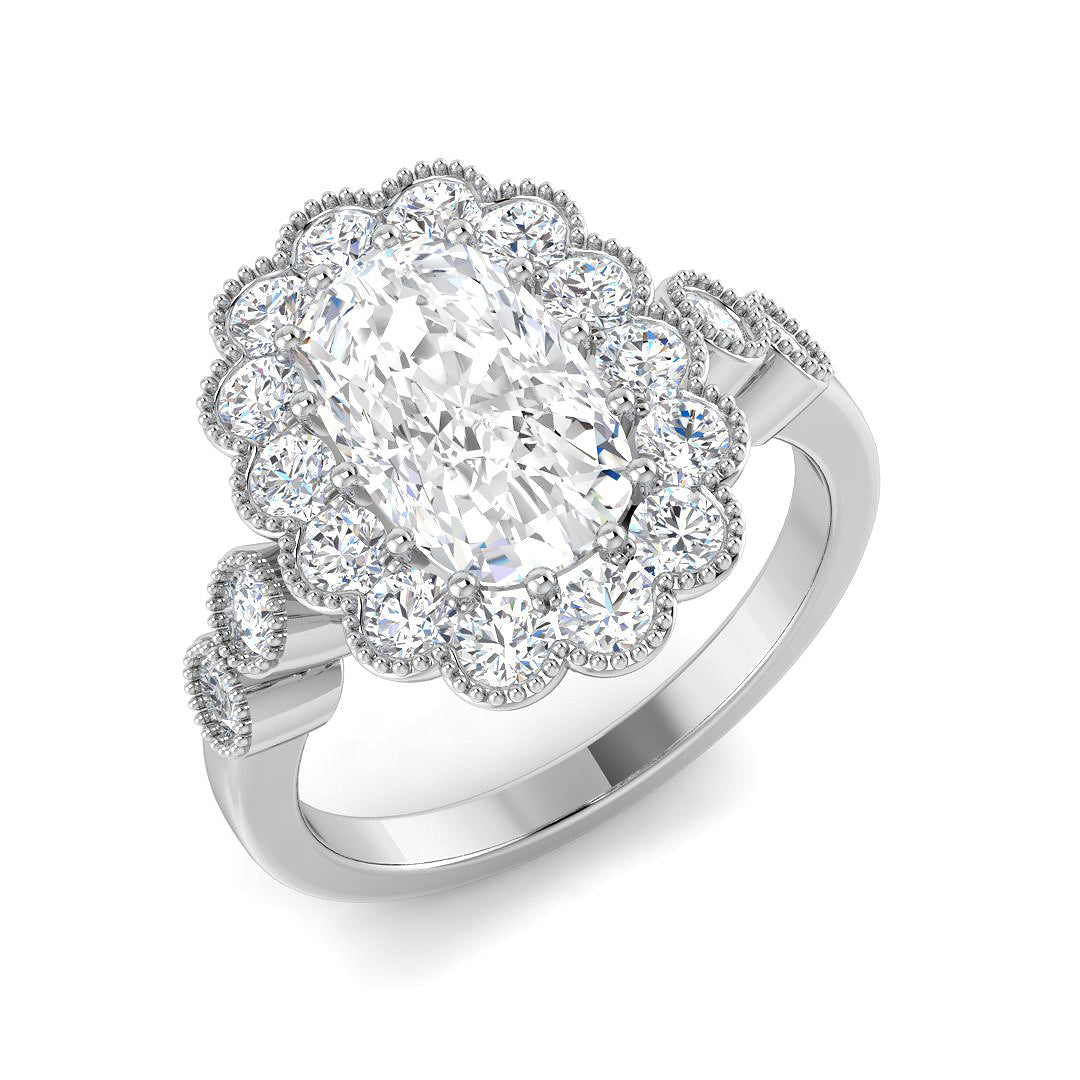 Vintage Lab-Grown Diamond Ring 1.46ct–4.42ct – SR7522 – 18k White Gold