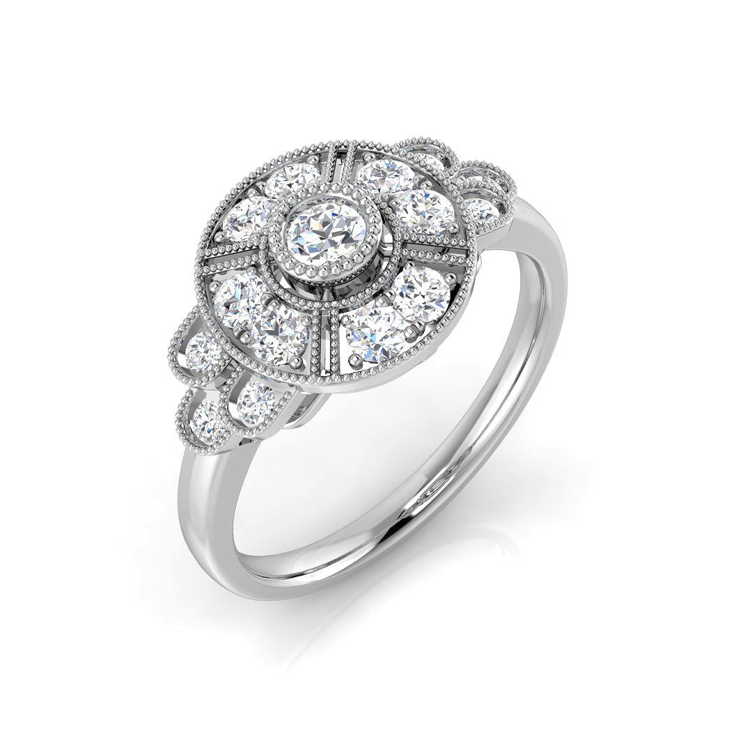 Vintage Diamond Ring 0.32ct–0.74ct – SL9158 – 18k White Gold