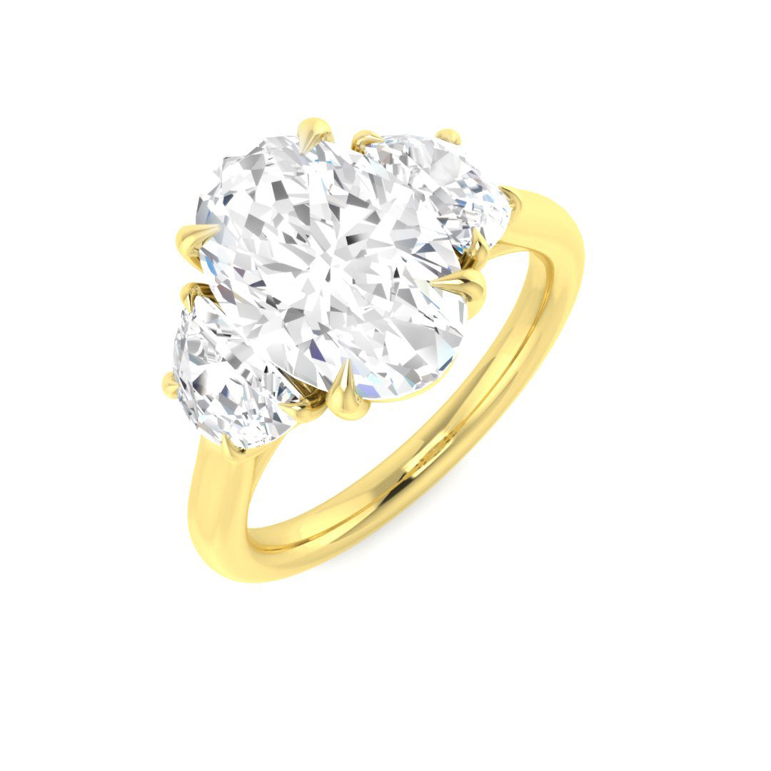 Three Stone Lab-Grown Diamond Ring 1.89ct–3.48ct – SR6236 – 18k Yellow Gold