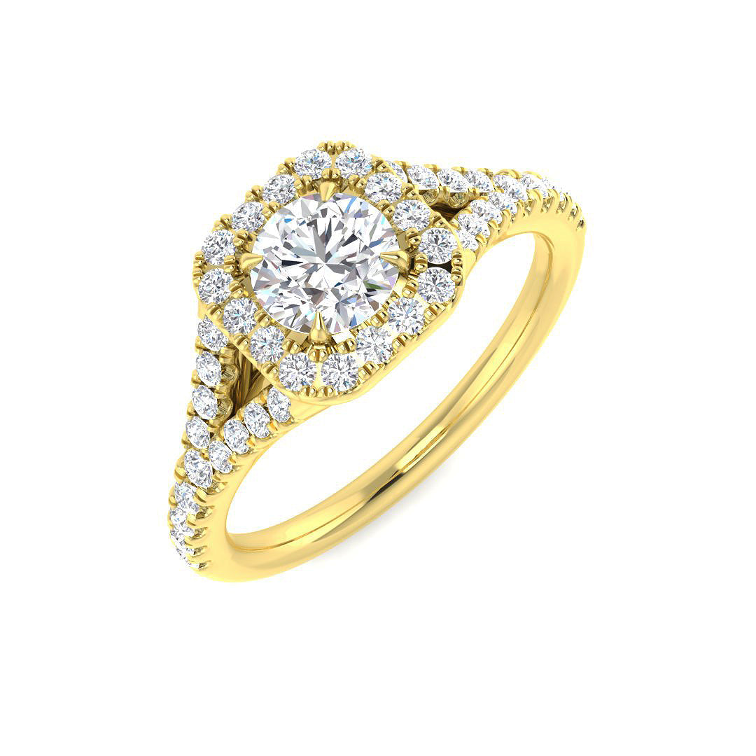 Halo Lab-Grown Diamond Ring 0.88ct – SR4813 – 18k Yellow Gold