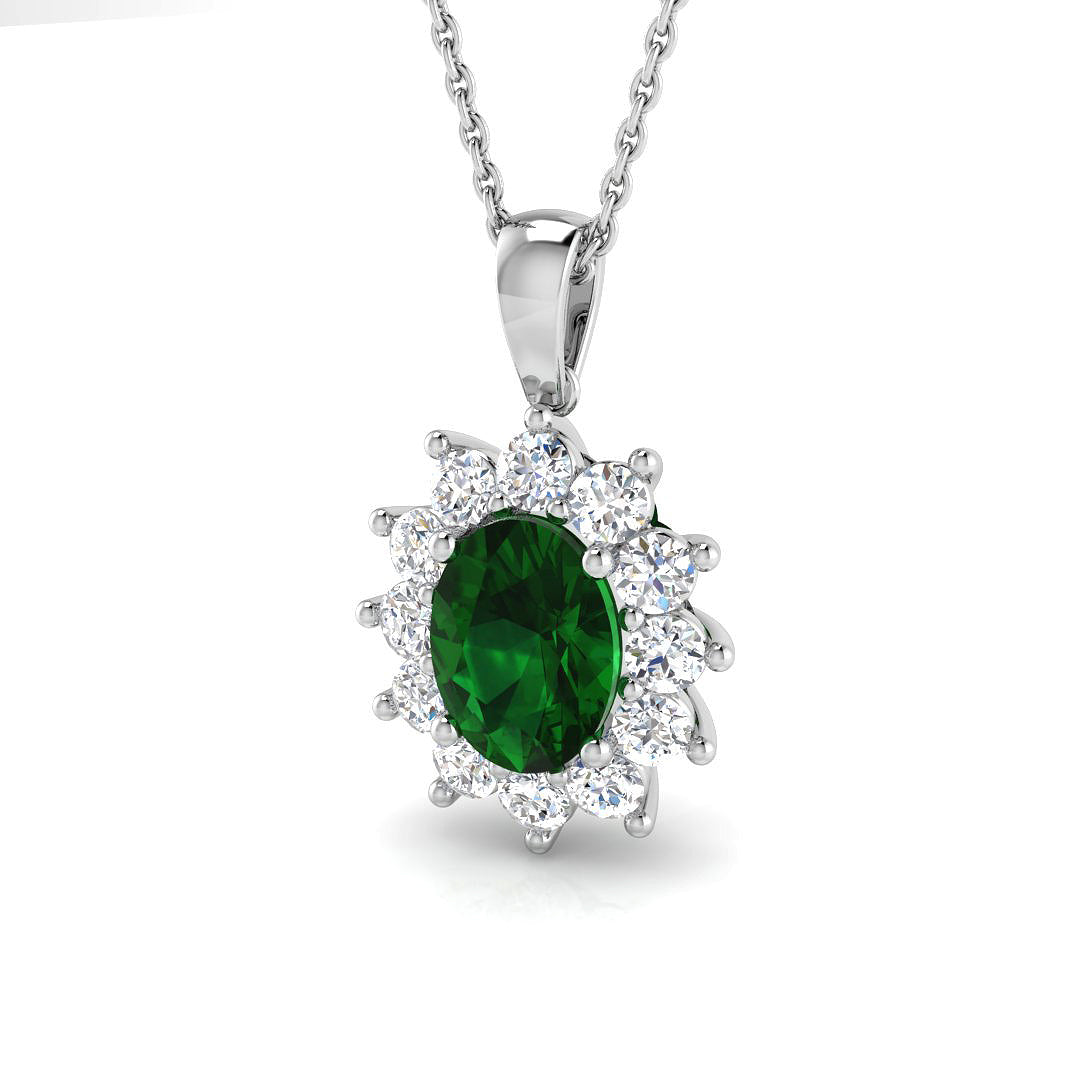 Emerald Diamond Ring 0.94ct–3.8ct – SP4459~EM – 18k White Gold