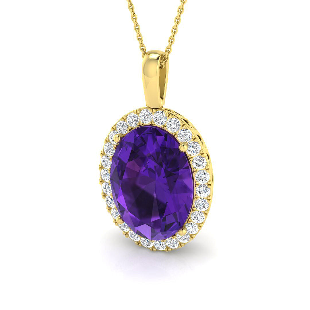 Amethyst Diamond Ring 12.36ct – SP5281~AME – 18k Yellow Gold