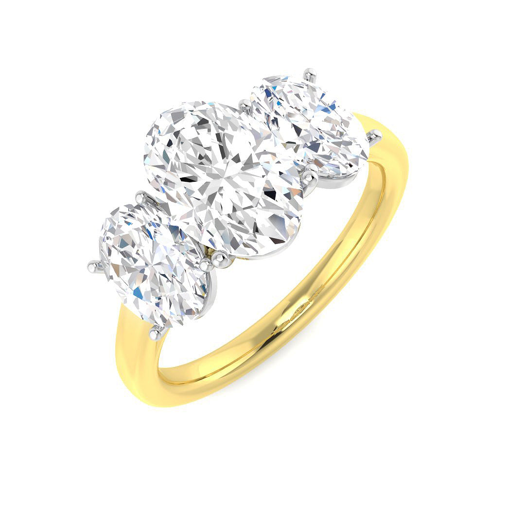 Three Stone Lab-Grown Diamond Ring 2.87ct–3.11ct – SR5794 – 18k Yellow Gold