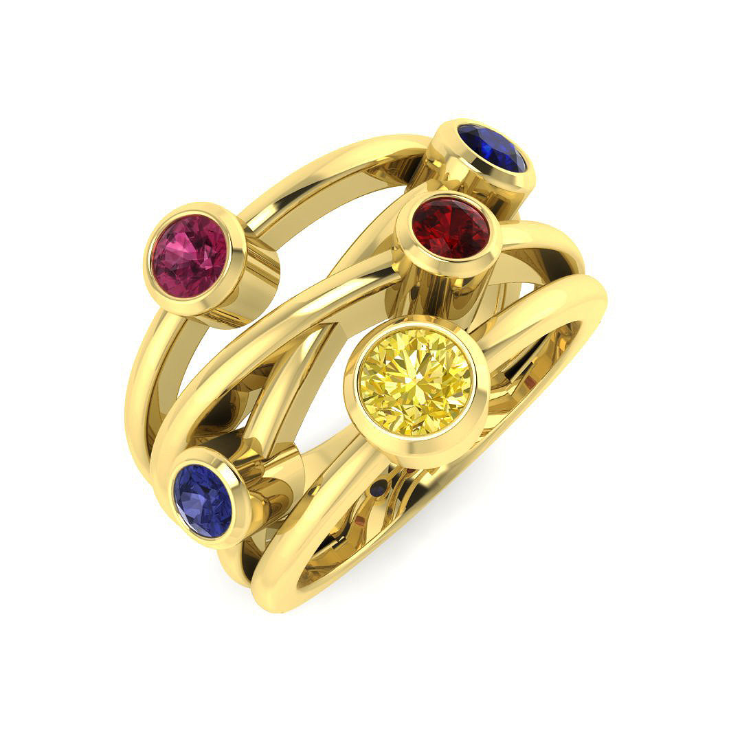 Bubble Diamond Ring 1.11ct – SR841~MS – 18k Yellow Gold