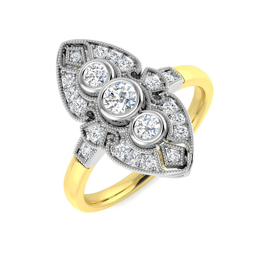 Vintage Diamond Ring 0.19ct–0.39ct – SR4593 – 18k Yellow Gold
