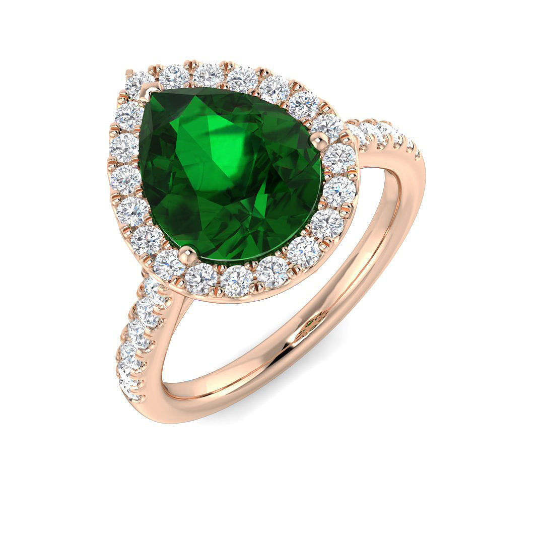 Emerald Diamond Ring 0.87ct–3.39ct – SR386~EM – 18k Rose Gold