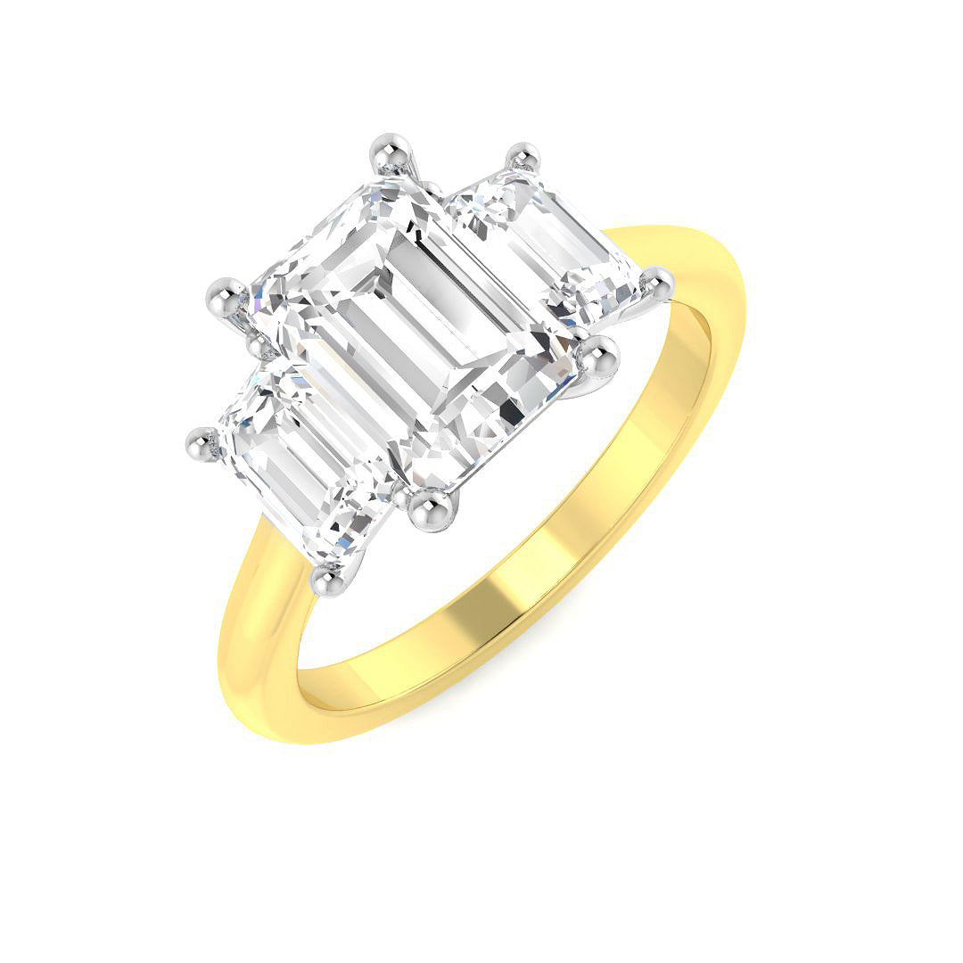 Three Stone Lab-Grown Diamond Ring 3.04ct–3.41ct – SR4517 – 9k Two Tone Gold
