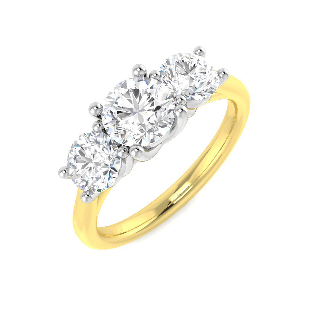 Three Stone Lab-Grown Diamond Ring 1.93ct – SR4808 – 18k Two Tone Gold