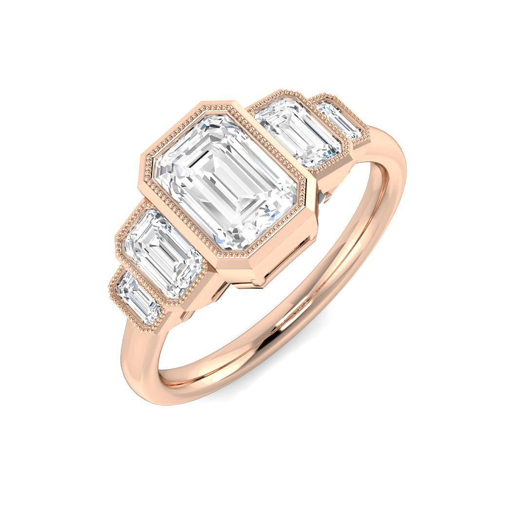 Five Stone Lab-Grown Diamond Ring 1.68ct–3.19ct – SR7008 – 18k Rose Gold