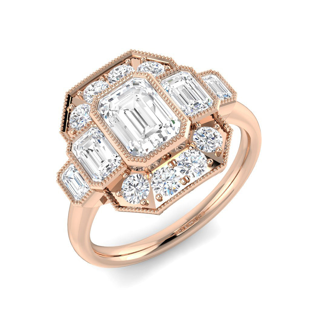 Five Stone Lab-Grown Diamond Ring 2.07ct–4.08ct – SR7006 – 18k Rose Gold