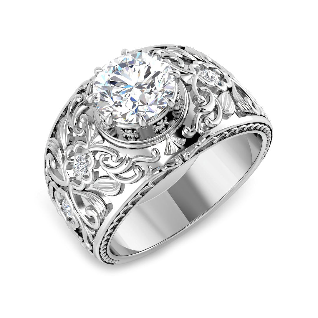 Signet Lab-Grown Diamond Ring 2.14ct–2.15ct – SR5605 – 18k White Gold
