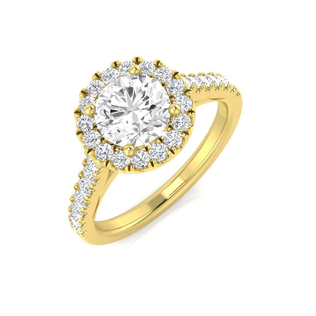 Halo Diamond Ring 1.69ct–1.71ct – SL9671 – 18k Yellow Gold