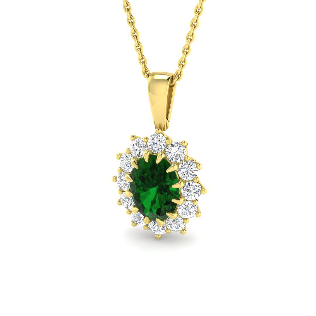 Emerald Lab-Grown Diamond Ring 1.64ct – SP7107~COEM – 18k Yellow Gold