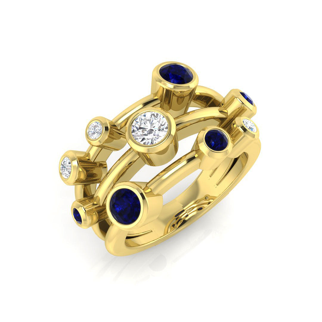 Bubble Diamond Ring 0.73ct–2.7ct – SR839~BS – 18k Yellow Gold