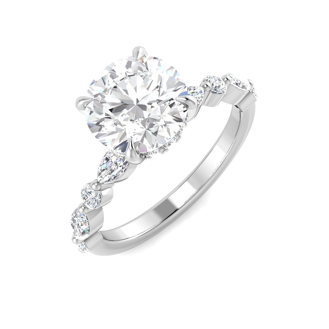Engagement Diamond Ring 0.9ct–2.58ct – SR4633 – 18k White Gold
