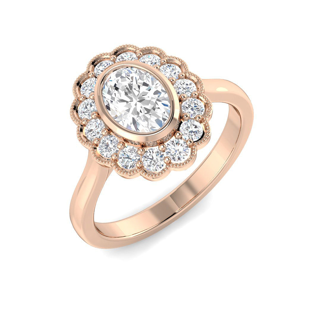 Vintage Lab-Grown Diamond Ring 1.1ct – SR5079 – 18k Rose Gold