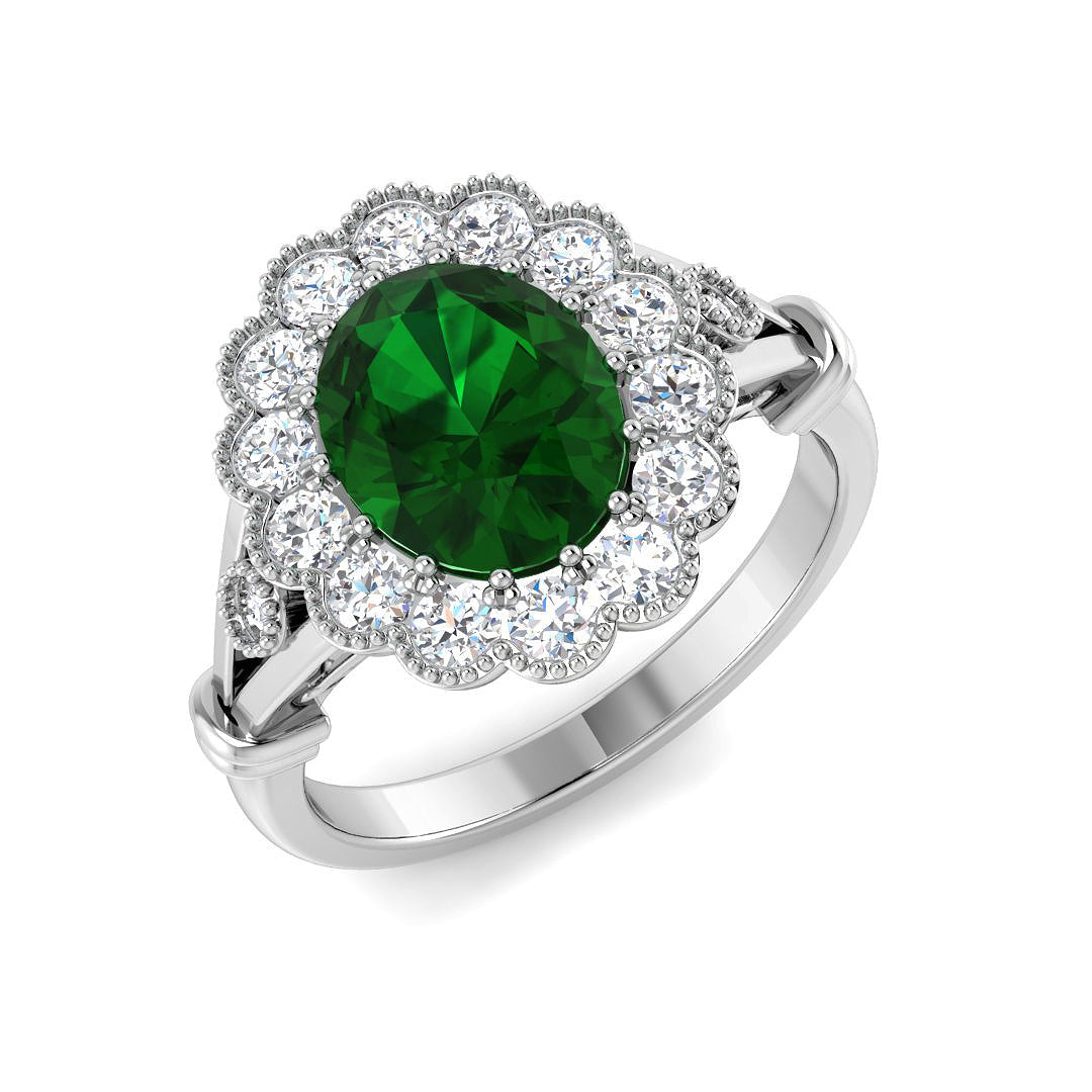 Vintage Lab-Grown Diamond Ring 1.04ct–2.18ct – SR7462~COEM – 18k White Gold