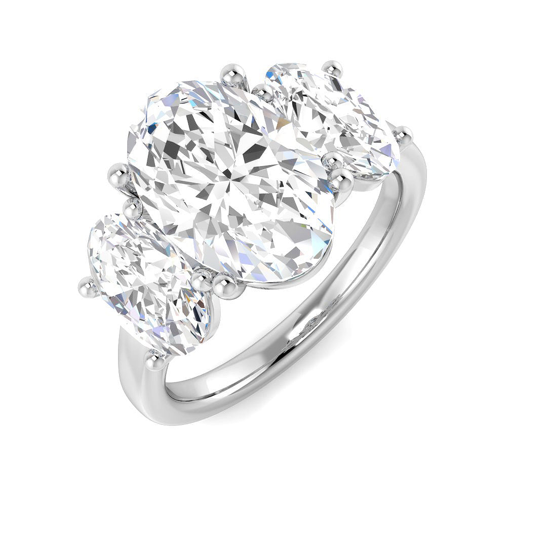 Three Stone Lab-Grown Diamond Ring 5.01ct – SR5512 – 18k White Gold