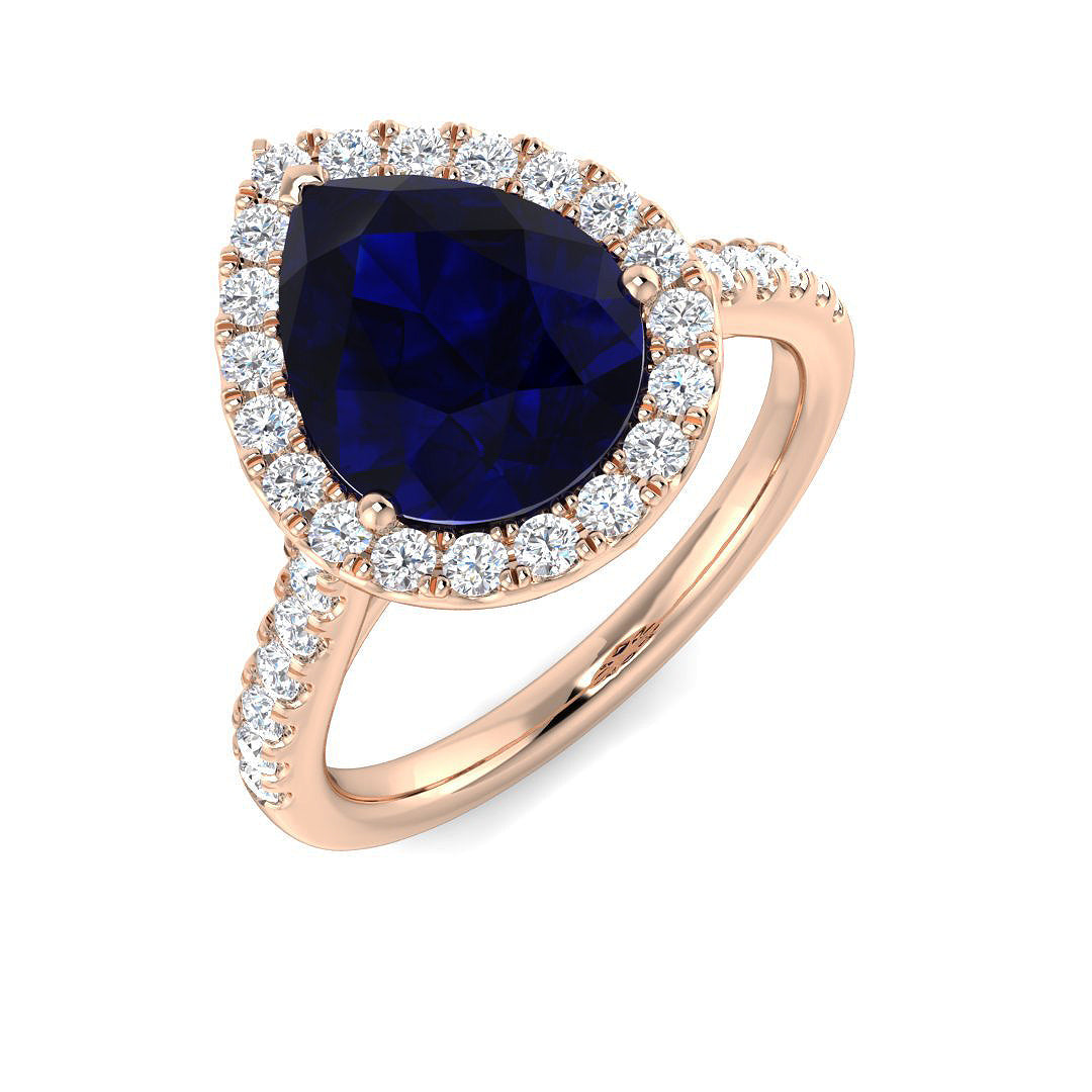 Blue Sapphire Diamond Ring 1.54ct–4.86ct – SR21~BS – 18k Rose Gold