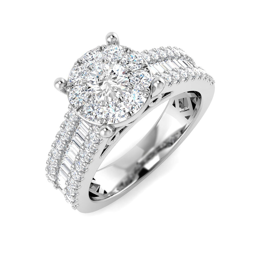 Baguette & Brilliant Diamond Ring 0.79ct–3.19ct – SR15 – 18k White Gold