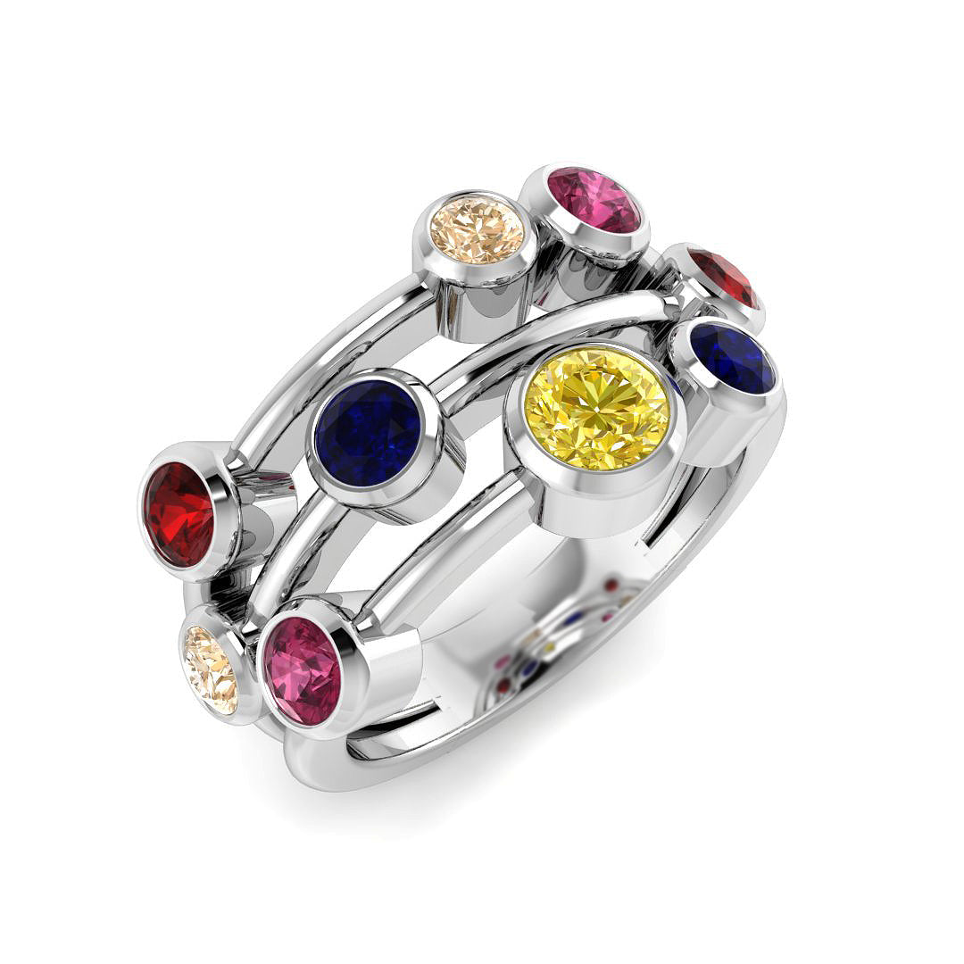 Bubble Diamond Ring 1.7ct – BJR0265~MS – 18k White Gold
