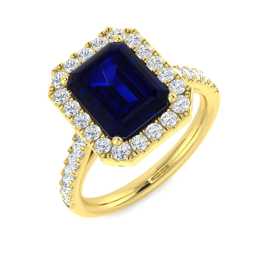 Blue Sapphire Diamond Ring 0.56ct–7.29ct – SR379~BS – 18k Yellow Gold