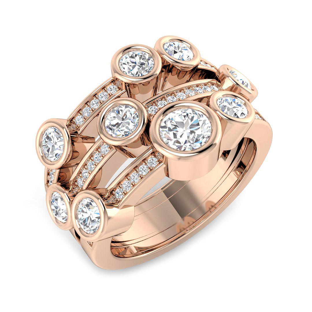 Bubble Diamond Ring 1.04ct–1.75ct – SR7557 – 18k Rose Gold