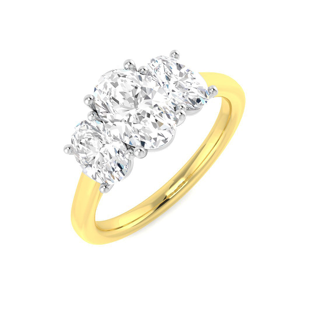 Three Stone Lab-Grown Diamond Ring 1.99ct–2.12ct – SR7201 – 9k Two Tone Gold