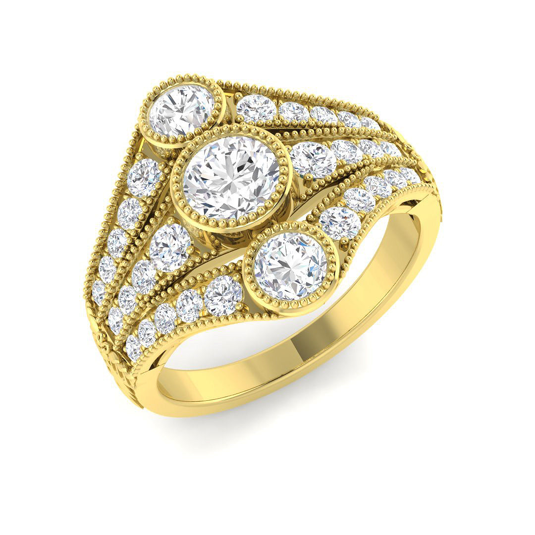 Vintage Lab-Grown Diamond Ring 1.33ct – SR7628 – 18k Yellow Gold