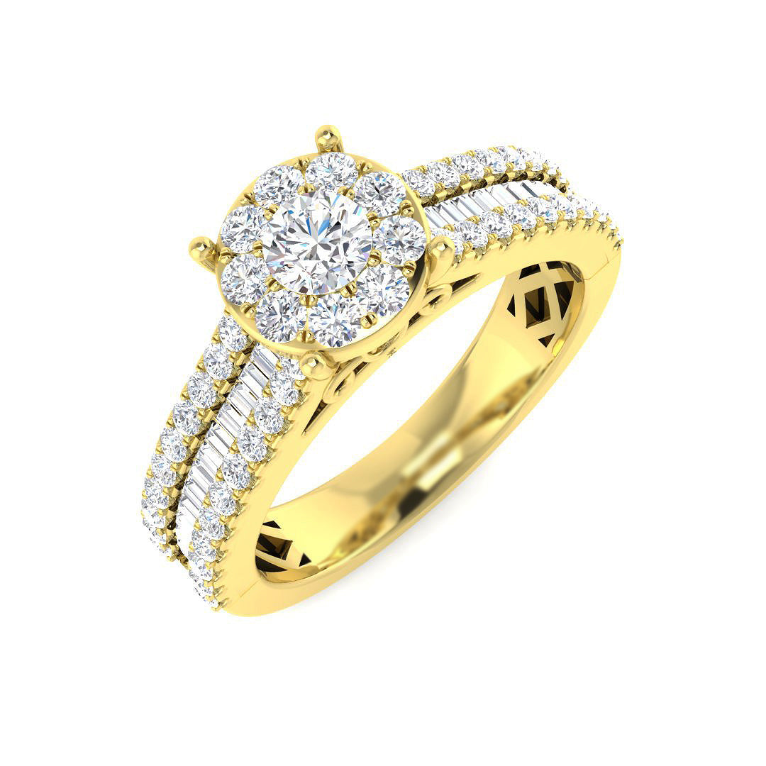 Baguette & Brilliant Diamond Ring 0.79ct–3.19ct – SR15 – 18k Yellow Gold