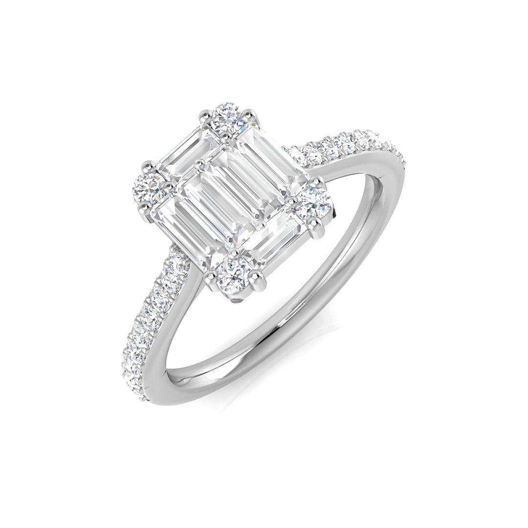 Baguette & Brilliant Diamond Ring 0.48ct–1.68ct – SR61 – 18k White Gold